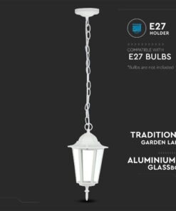 Παραδοσιακό φωτιστικό κήπου από αλουμίνιο και γυαλί, E27 υποδοχή, συμβατό με λαμπτήρες E27.