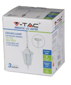 Εξωτερικό LED φωτιστικό οροφής V-TAC VT-752, 60W, IP44, λευκό, με υποδοχή E27.