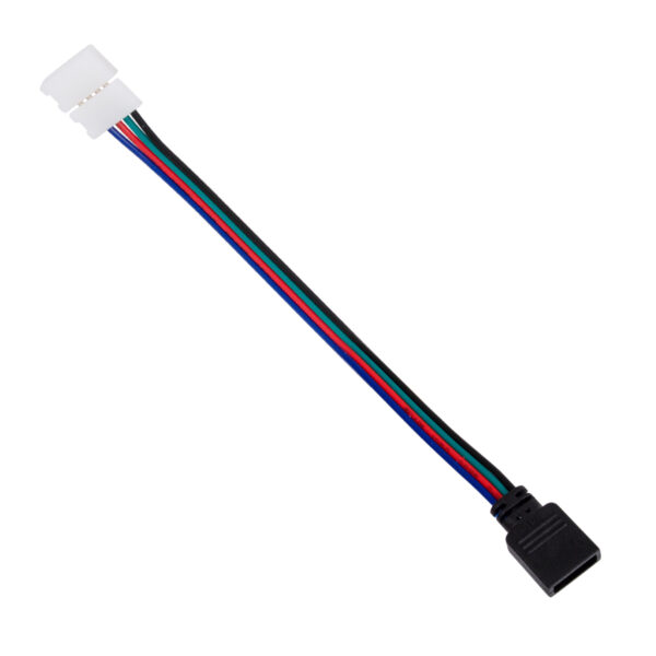 GloboStar® 70741 Ταχυσύνδεσμος Τροφοδοσίας IP20 – Strip To Power Connector 4 PIN για Ένωση 1 x RGB Ταινία LED Πλάτους 10mm