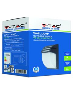 Απλίκα εξωτερικού χώρου V-TAC VT-754, μέγ. ισχύς 60W, IP44, βάση E27, μαύρο ματ φινίρισμα.