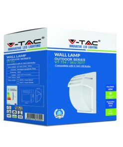 Εξωτερικό φωτιστικό τοίχου V-TAC VT-754 λευκό, αλουμίνιο και γυαλί, IP44, για V-TAC LED λαμπτήρες.