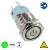 GloboStar® 70772 LED Φωτιζόμενος Διακόπτης Χωνευτός – Μπουτόν On/Off Ανοξείδωτος AC 220-240V Αδιάβροχο IP67 Φ18mm με Angel Eye Πράσινο