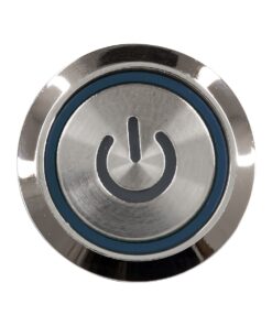 GloboStar® 70773 LED Φωτιζόμενος Διακόπτης Χωνευτός – Μπουτόν On/Off Ανοξείδωτος AC 220V με Angel Eye Μπλε Max 5A