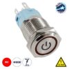 GloboStar® 70786 LED Φωτιζόμενος Διακόπτης Χωνευτός – Μπουτόν PUSH On Ανοξείδωτος DC 12V με Angel Eye Αδιάβροχο Φ18mm IP67 Κόκκινο