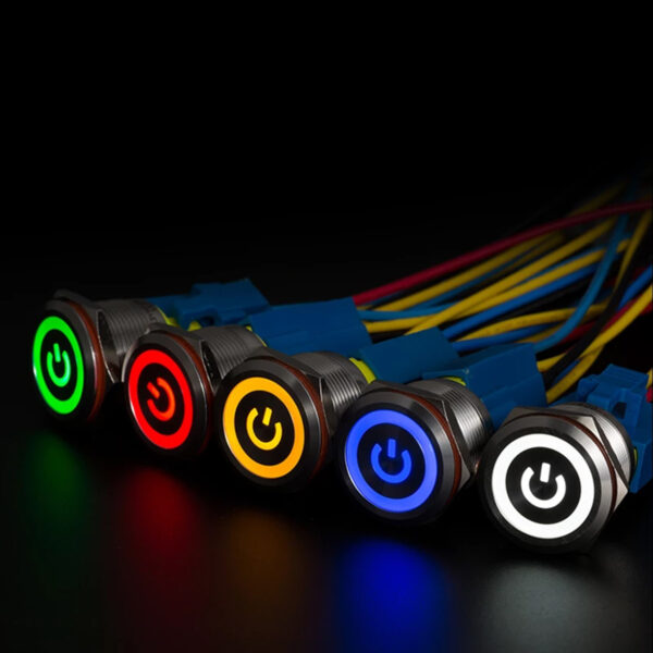 GloboStar® 70787 LED Φωτιζόμενος Διακόπτης Χωνευτός – Μπουτόν PUSH On Ανοξείδωτος DC 12V με Angel Eye Αδιάβροχο Φ18mm IP67 Πράσινο