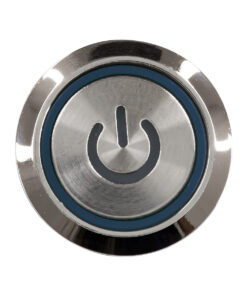 GloboStar® 70788 LED Φωτιζόμενος Διακόπτης Χωνευτός – Μπουτόν PUSH On Ανοξείδωτος DC 12V με Angel Eye Αδιάβροχο Φ18mm IP67 Μπλε