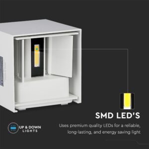 LED Φωτιστικό Τοίχου 5W V-TAC Λευκό Αδιάβροχο IP65 Φυσικό Λευκό 4000K – 217088