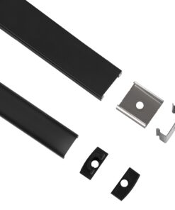 GloboStar® 70806-1M Επιφανειακό Προφίλ Αλουμινίου Μαύρο με Μαύρο Οπάλ Κάλυμμα για 1 Σειρά Ταινίας LED Πατητό – Press On 1 Μέτρο
