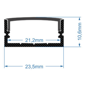 GloboStar® SURFACE-PROFILE 70810-1M Προφίλ Αλουμινίου – Βάση & Ψύκτρα Ταινίας LED με Μαύρο Φιμέ Κάλυμμα – Επιφανειακή Χρήση – Πατητό Κάλυμμα – Μαύρο – 1 Μέτρο – Μ100 x Π2.4 x Υ1.1cm