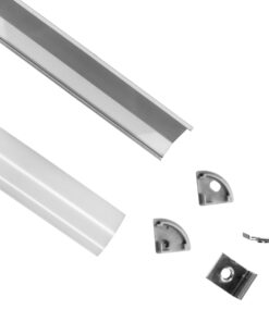 GloboStar® CORNER-PROFILE 70815-1M Προφίλ Αλουμινίου – Βάση & Ψύκτρα Ταινίας LED με Λευκό Γαλακτερό Κάλυμμα – Επιφανειακή Γωνιακή Χρήση – Πατητό Κάλυμμα – Ασημί – 1 Μέτρο – Μ100 x Π1.6 x Υ1.6cm