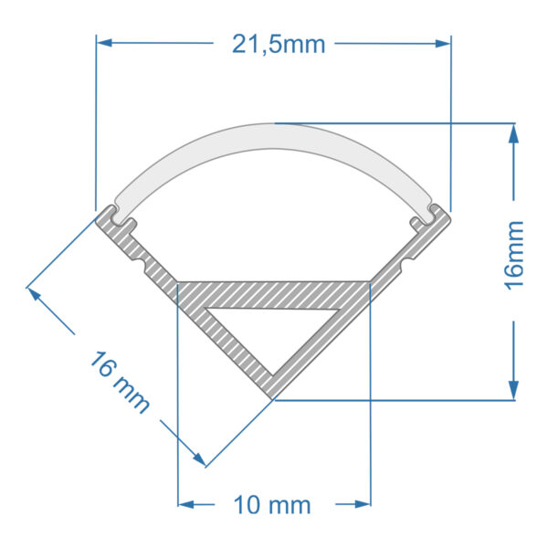 GloboStar® CORNER-PROFILE 70815-1M Προφίλ Αλουμινίου – Βάση & Ψύκτρα Ταινίας LED με Λευκό Γαλακτερό Κάλυμμα – Επιφανειακή Γωνιακή Χρήση – Πατητό Κάλυμμα – Ασημί – 1 Μέτρο – Μ100 x Π1.6 x Υ1.6cm