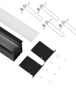 GloboStar® RECESS-PROFILE 70818-1M Προφίλ Αλουμινίου – Βάση & Ψύκτρα Ταινίας LED με Λευκό Γαλακτερό Κάλυμμα – Χωνευτή Χρήση – Πατητό Κάλυμμα – Μαύρο – 1 Μέτρο – Μ100 x Π7.5 x Υ7cm