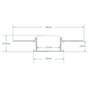 GloboStar® 70819-1M Χωνευτό για Γυψοσανίδα – Trimless Προφίλ Αλουμινίου Ανοδιωμένο με Λευκό Οπάλ Κάλυμμα για 2 Σειρές Ταινίας LED Πατητό – Press On