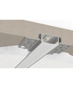 GloboStar® 70819-1M Χωνευτό για Γυψοσανίδα – Trimless Προφίλ Αλουμινίου Ανοδιωμένο με Λευκό Οπάλ Κάλυμμα για 2 Σειρές Ταινίας LED Πατητό – Press On