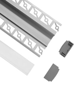 GloboStar® 70819-1M Χωνευτό για Γυψοσανίδα – Trimless Προφίλ Αλουμινίου Ανοδιωμένο με Λευκό Οπάλ Κάλυμμα για 2 Σειρές Ταινίας LED Πατητό – Press On