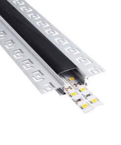 GloboStar® PLASTERBOARD-PROFILE 70820-1M Προφίλ Αλουμινίου – Βάση & Ψύκτρα Ταινίας LED με Μαύρο Φιμέ Κάλυμμα – Χωνευτή Χρήση σε Γυψοσανίδα – Trimless – Πατητό Κάλυμμα – Ασημί – 1 Μέτρο – Μ100 x Π6.7 x Υ1.4cm