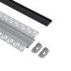 GloboStar® PLASTERBOARD-PROFILE 70820-1M Προφίλ Αλουμινίου – Βάση & Ψύκτρα Ταινίας LED με Μαύρο Φιμέ Κάλυμμα – Χωνευτή Χρήση σε Γυψοσανίδα – Trimless – Πατητό Κάλυμμα – Ασημί – 1 Μέτρο – Μ100 x Π6.7 x Υ1.4cm