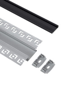 GloboStar® PLASTERBOARD-PROFILE 70820-1M Προφίλ Αλουμινίου – Βάση & Ψύκτρα Ταινίας LED με Μαύρο Φιμέ Κάλυμμα – Χωνευτή Χρήση σε Γυψοσανίδα – Trimless – Πατητό Κάλυμμα – Ασημί – 1 Μέτρο – Μ100 x Π6.7 x Υ1.4cm