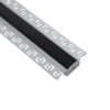 GloboStar® PLASTERBOARD-PROFILE 70820-1M Προφίλ Αλουμινίου – Βάση & Ψύκτρα Ταινίας LED με Μαύρο Φιμέ Κάλυμμα – Χωνευτή Χρήση σε Γυψοσανίδα – Trimless – Πατητό Κάλυμμα – Ασημί – 1 Μέτρο – Μ100 x Π6.7 x Υ1.4cm
