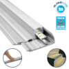 GloboStar® 70823-1M Προφίλ Αλουμινίου για Σκαλοπάτια Ανοδιωμένο με Λευκό Οπάλ Κάλυμμα για 1 Σειρά Ταινίας LED Πατητό – Press On 1 Μέτρο