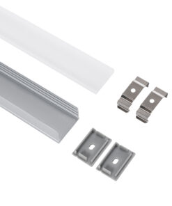 GloboStar® SURFACE-PROFILE 70824-1M Προφίλ Αλουμινίου – Βάση & Ψύκτρα Ταινίας LED με Λευκό Γαλακτερό Κάλυμμα – Επιφανειακή Χρήση – Πατητό Κάλυμμα – Ασημί – 1 Μέτρο – Μ100 x Π3 x Υ2cm