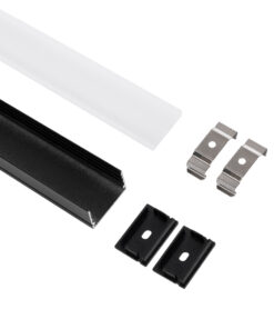 GloboStar® SURFACE-PROFILE 70825-1M Προφίλ Αλουμινίου – Βάση & Ψύκτρα Ταινίας LED με Λευκό Γαλακτερό Κάλυμμα – Επιφανειακή Χρήση – Πατητό Κάλυμμα – Μαύρο – 1 Μέτρο – Μ100 x Π3 x Υ2cm