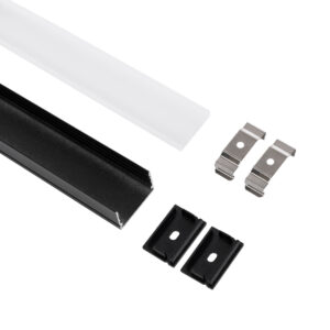 GloboStar® SURFACE-PROFILE 70825-1M Προφίλ Αλουμινίου – Βάση & Ψύκτρα Ταινίας LED με Λευκό Γαλακτερό Κάλυμμα – Επιφανειακή Χρήση – Πατητό Κάλυμμα – Μαύρο – 1 Μέτρο – Μ100 x Π3 x Υ2cm