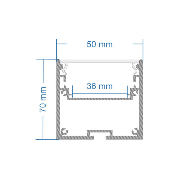 GloboStar® SURFACEPENDANT-PROFILE 70827-1M Προφίλ Αλουμινίου – Βάση & Ψύκτρα Ταινίας LED με Λευκό Γαλακτερό Κάλυμμα – Επιφανειακή & Κρεμαστή Χρήση – Πατητό Κάλυμμα – Λευκό – 1 Μέτρο – Μ100 x Π5 x Υ7cm