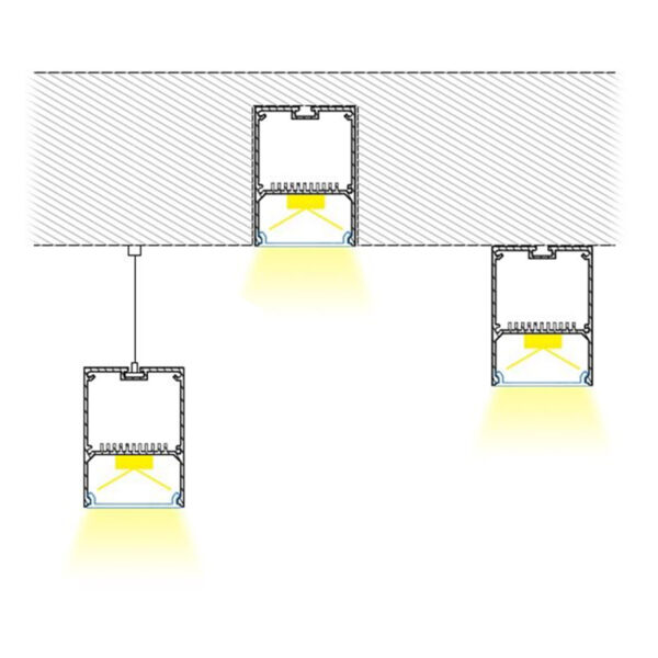 GloboStar® SURFACEPENDANT-PROFILE 70827-1M Προφίλ Αλουμινίου – Βάση & Ψύκτρα Ταινίας LED με Λευκό Γαλακτερό Κάλυμμα – Επιφανειακή & Κρεμαστή Χρήση – Πατητό Κάλυμμα – Λευκό – 1 Μέτρο – Μ100 x Π5 x Υ7cm