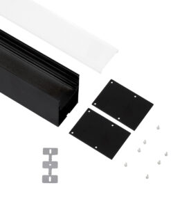 GloboStar® SURFACEPENDANT-PROFILE 70828-1M Προφίλ Αλουμινίου – Βάση & Ψύκτρα Ταινίας LED με Λευκό Γαλακτερό Κάλυμμα – Επιφανειακή & Κρεμαστή Χρήση – Πατητό Κάλυμμα – Μαύρο – 1 Μέτρο – Μ100 x Π5 x Υ7cm