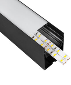 GloboStar® SURFACEPENDANT-PROFILE 70828-1M Προφίλ Αλουμινίου – Βάση & Ψύκτρα Ταινίας LED με Λευκό Γαλακτερό Κάλυμμα – Επιφανειακή & Κρεμαστή Χρήση – Πατητό Κάλυμμα – Μαύρο – 1 Μέτρο – Μ100 x Π5 x Υ7cm