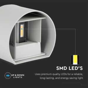 Λευκή λυχνία LED με τεχνολογία SMD, λεπτομέρεια για ανθεκτικό και ενεργειακά αποδοτικό φωτισμό.