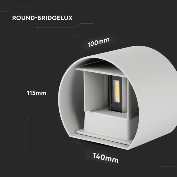 Στρογγυλός φωτιστικός εξοπλισμός Round-Bridgelux με διαστάσεις 100x115x140mm.