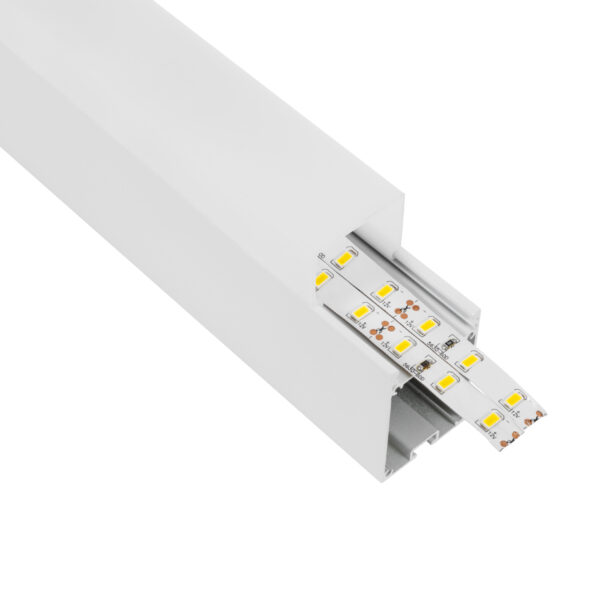 GloboStar® SURFACEPENDANT-PROFILE 70831-1M Προφίλ Αλουμινίου – Βάση & Ψύκτρα Ταινίας LED με Λευκό Γαλακτερό Κάλυμμα – Επιφανειακή & Κρεμαστή Χρήση – Πατητό Κάλυμμα – Λευκό – 1 Μέτρο – Μ100 x Π3.5 x Υ7.4cm