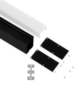 GloboStar® SURFACEPENDANT-PROFILE 70832-1M Προφίλ Αλουμινίου – Βάση & Ψύκτρα Ταινίας LED με Λευκό Γαλακτερό Κάλυμμα – Επιφανειακή & Κρεμαστή Χρήση – Πατητό Κάλυμμα – Μαύρο – 1 Μέτρο – Μ100 x Π3.5 x Υ7.4cm