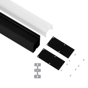 GloboStar® SURFACEPENDANT-PROFILE 70832-1M Προφίλ Αλουμινίου – Βάση & Ψύκτρα Ταινίας LED με Λευκό Γαλακτερό Κάλυμμα – Επιφανειακή & Κρεμαστή Χρήση – Πατητό Κάλυμμα – Μαύρο – 1 Μέτρο – Μ100 x Π3.5 x Υ7.4cm