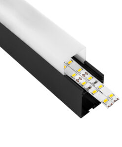 GloboStar® SURFACEPENDANT-PROFILE 70832-1M Προφίλ Αλουμινίου – Βάση & Ψύκτρα Ταινίας LED με Λευκό Γαλακτερό Κάλυμμα – Επιφανειακή & Κρεμαστή Χρήση – Πατητό Κάλυμμα – Μαύρο – 1 Μέτρο – Μ100 x Π3.5 x Υ7.4cm