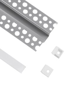 GloboStar® 70838-1M Χωνευτό Γωνιακό για Γυψοσανίδα – Trimless Προφίλ Αλουμινίου Ανοδιωμένο με Λευκό Οπάλ Κάλυμμα για 1 Σειρά Ταινίας LED Πατητό – Press On 1 Μέτρο