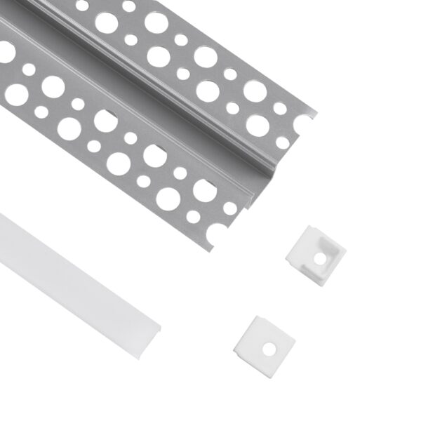 GloboStar® 70838-1M Χωνευτό Γωνιακό για Γυψοσανίδα – Trimless Προφίλ Αλουμινίου Ανοδιωμένο με Λευκό Οπάλ Κάλυμμα για 1 Σειρά Ταινίας LED Πατητό – Press On 1 Μέτρο