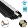 GloboStar® 70841-2M Προφίλ Αλουμινίου για Σκαλοπάτια Μαύρο με Λευκό Οπάλ Κάλυμμα για 1 Σειρά Ταινίας LED Πατητό – Press On 2 Μέτρα