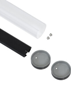 GloboStar® SURFACEPENDANT-PROFILE 70854-1M Προφίλ Αλουμινίου – Βάση & Ψύκτρα Ταινίας LED με Λευκό Γαλακτερό Κάλυμμα – Επιφανειακή & Κρεμαστή Χρήση – Πατητό Κάλυμμα – Μαύρο – 1 Μέτρο – Μ100 x Φ3cm