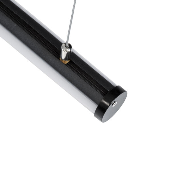 GloboStar® SURFACEPENDANT-PROFILE 70854-1M Προφίλ Αλουμινίου – Βάση & Ψύκτρα Ταινίας LED με Λευκό Γαλακτερό Κάλυμμα – Επιφανειακή & Κρεμαστή Χρήση – Πατητό Κάλυμμα – Μαύρο – 1 Μέτρο – Μ100 x Φ3cm