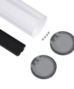 GloboStar® SURFACEPENDANT-PROFILE 70856-1M Προφίλ Αλουμινίου – Βάση & Ψύκτρα Ταινίας LED με Λευκό Γαλακτερό Κάλυμμα – Επιφανειακή & Κρεμαστή Χρήση – Πατητό Κάλυμμα – Μαύρο – 1 Μέτρο – Μ100 x Φ6cm