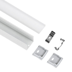 GloboStar® SURFACE-PROFILE 70868-1M Προφίλ Αλουμινίου – Βάση & Ψύκτρα Ταινίας LED με Λευκό Γαλακτερό Κάλυμμα – Επιφανειακή Χρήση – Πατητό Κάλυμμα – Λευκό – 1 Μέτρο – Μ100 x Π2.3 x Υ2cm