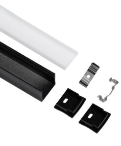 GloboStar® SURFACE-PROFILE 70869-1M Προφίλ Αλουμινίου – Βάση & Ψύκτρα Ταινίας LED με Λευκό Γαλακτερό Κάλυμμα – Επιφανειακή Χρήση – Πατητό Κάλυμμα – Μαύρο – 1 Μέτρο – Μ100 x Π2.3 x Υ2cm