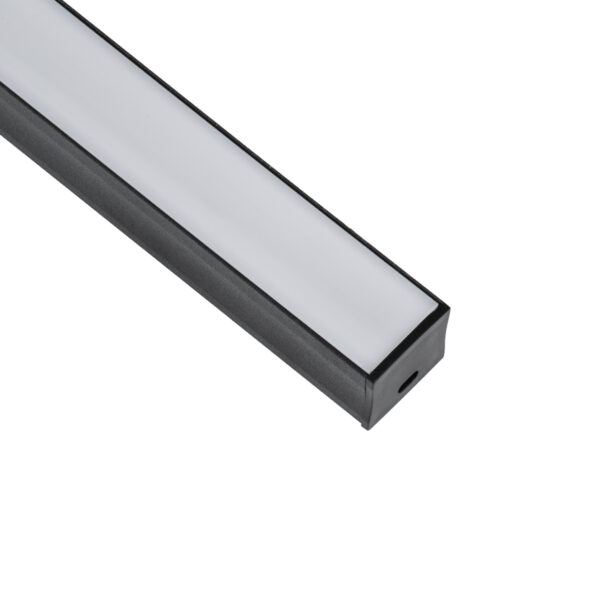 GloboStar® SURFACE-PROFILE 70869-1M Προφίλ Αλουμινίου – Βάση & Ψύκτρα Ταινίας LED με Λευκό Γαλακτερό Κάλυμμα – Επιφανειακή Χρήση – Πατητό Κάλυμμα – Μαύρο – 1 Μέτρο – Μ100 x Π2.3 x Υ2cm