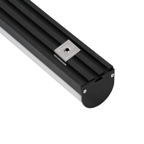 GloboStar® SURFACEPENDANT-PROFILE 70872-1M Προφίλ Αλουμινίου – Βάση & Ψύκτρα Ταινίας LED με Λευκό Γαλακτερό Κάλυμμα – Επιφανειακή & Κρεμαστή Χρήση – Πατητό Κάλυμμα – Μαύρο – 1 Μέτρα – Μ100 x Π4.5 x Υ4.2cm