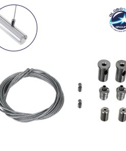 GloboStar® 70898 Σετ Στήριξης με 2 Ντίζες 1 Μέτρου για Κρεμαστά Προφίλ Αλουμινίου