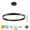 GloboStar® VENOM 61179 Κρεμαστό Φωτιστικό Δαχτυλίδι-Κύκλος LED CCT 67W 7863lm 120° AC 220-240V – Εναλλαγή Φωτισμού μέσω Τηλεχειριστηρίου All In One Ψυχρό 6000K+Φυσικό 4500K+Θερμό 2700K Dimmable Φ80cm – Μαύρο – 3 Years Warranty