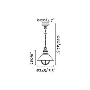 Faro Barcelona NAUTICA-1G Κρεμαστό Φωτιστικό Εξωτερικού Χώρου, Χρώματος Σκουριάς 1XE27 12W- 71139